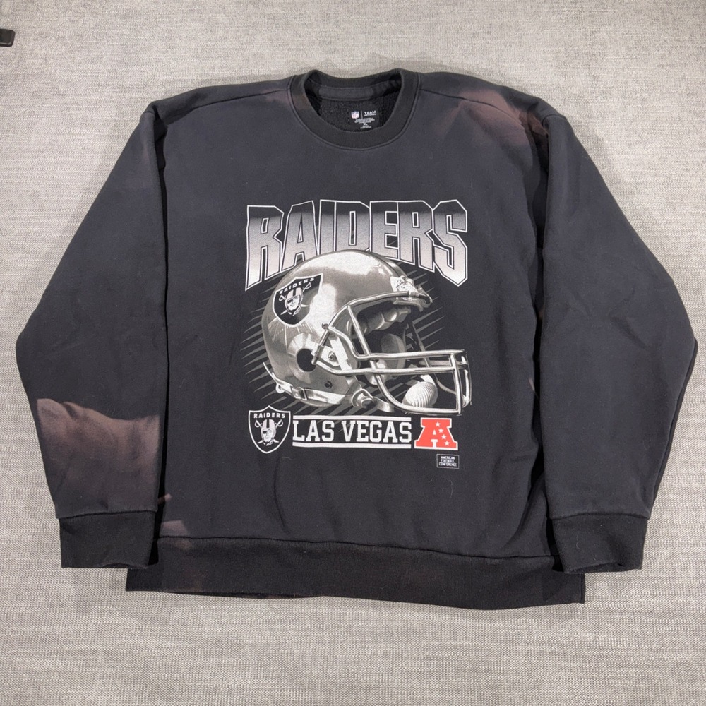 NFL Team Apparel Raiders Sweatshirt Mens‎ XL Black Good Graphic Crewneck